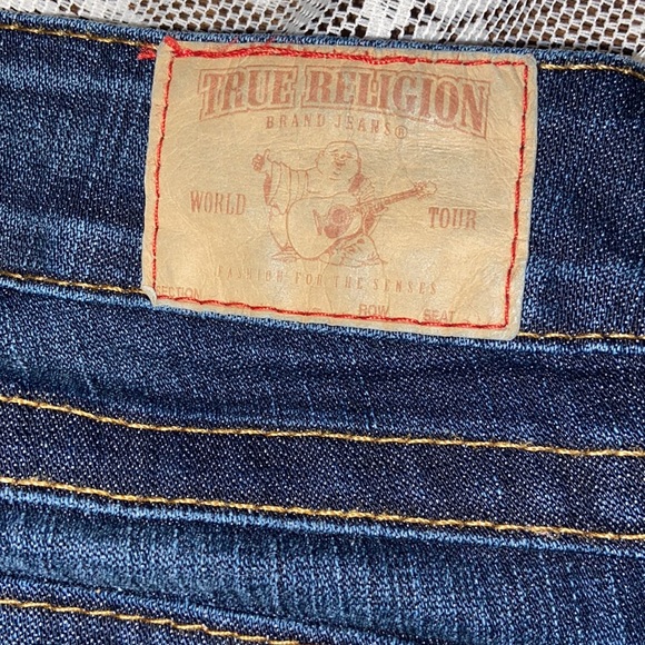 Y2K True Religion Women’s Denim Jeans LARGE LOGO BACK FLAP POCKETS STITCHING 31 - Picture 4 of 16